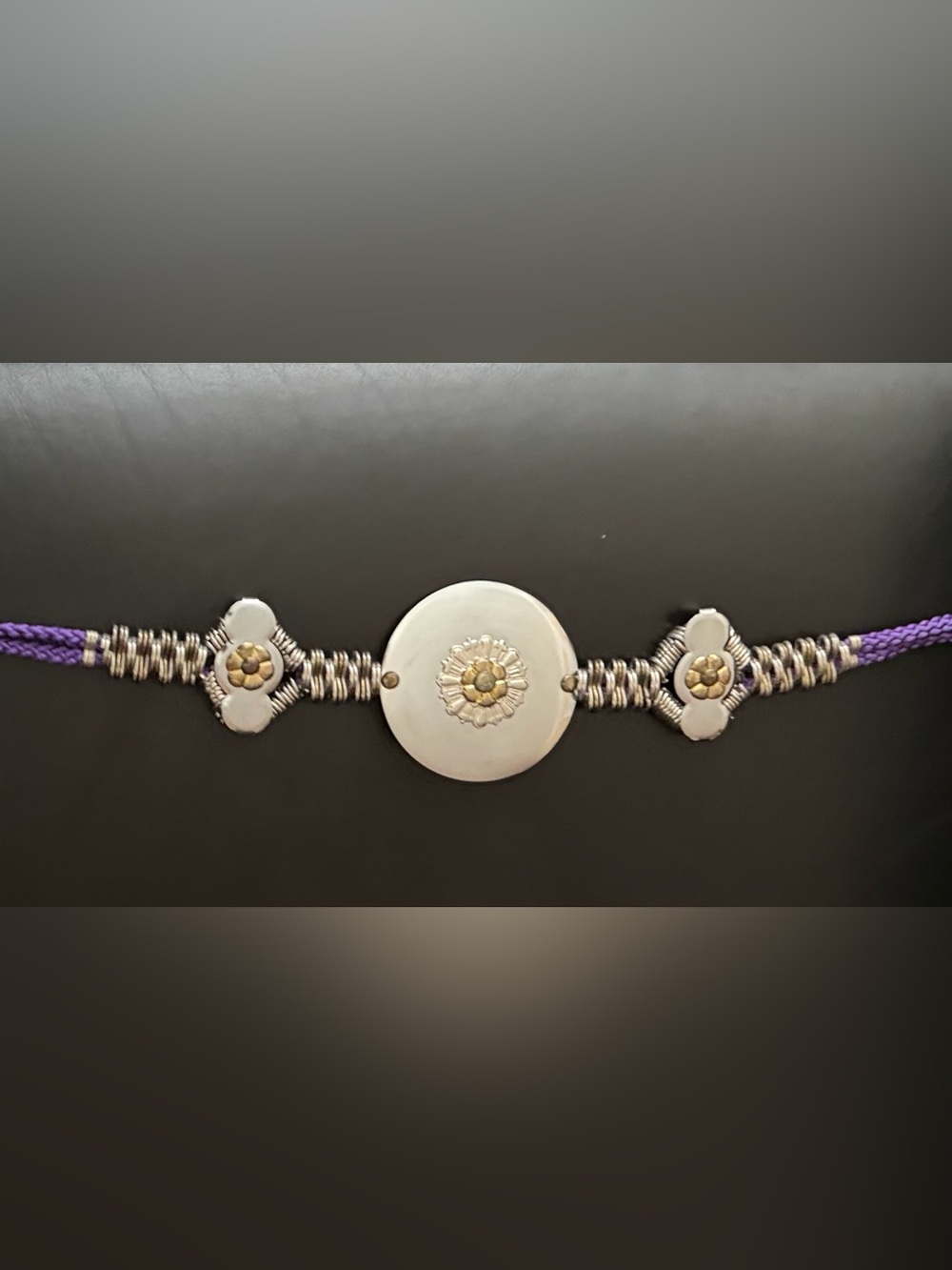 80s Two-Tone Artisan Floral Medallion Belt - Silver and Gold Accent